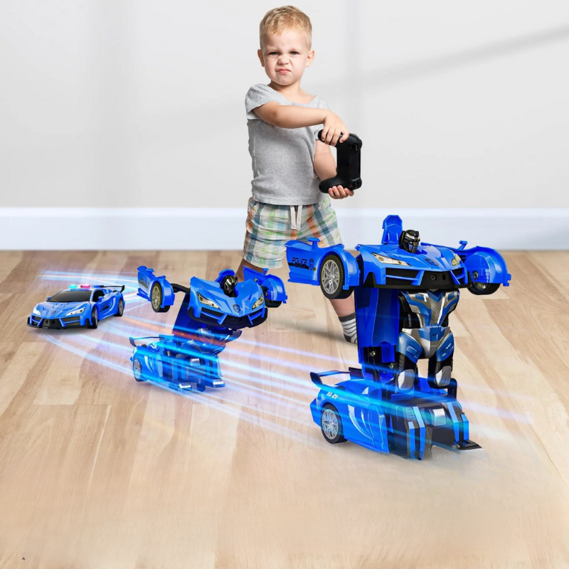 Voiture de police télécommandée transformeur pour enfant