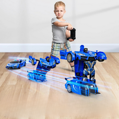 Voiture de police télécommandée transformeur pour enfant
