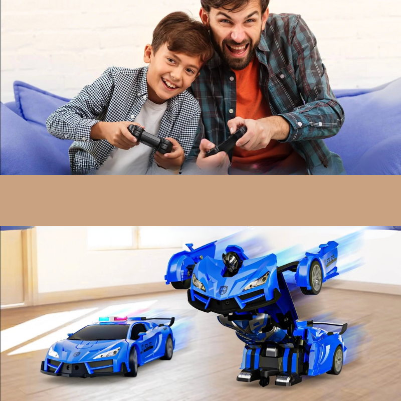 Voiture de police télécommandée transformeur pour enfant