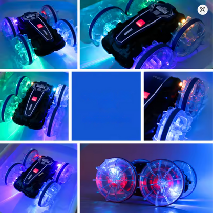 Voiture télécommandée amphibie à led pour enfant